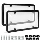 XJVSS 2 PCS License Plate Covers and Frames, Anti-Scratch Clear Front Rear Car Tag Protector with...