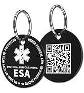 MYLUCKYTAG QR Code ESA Emotional Support Dog ID Tag - Pet Online Profile - Scan QR Receive Instan...
