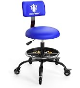 Rolling Shop Stool with Wheels, Garage Mechanic Stool Chair with Backrest, Height Adjustable Heav...