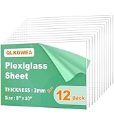 (12 Pack) 1/8”(3mm) Thick Clear Acrylic Sheets, 8X10 Plexiglass Sheets for Craft, Sign Blank, DIY...
