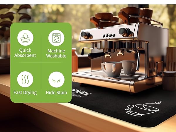 Matace Coffee Maker Mat Quick Absorbent Machine Washable Fast Drying Hide Stain COFFEE LOVER