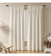 Joydeco Beige Boho Curtains 84 Inch Length 2 Panels, Super Soft Bohemian Farmhouse Curtains with ...