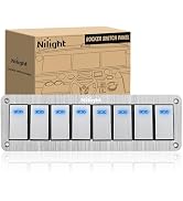 Nilight 8 Gang Rocker Switch Panel 3 Pin On Off Pre-Wired Blue LED | Waterproof Aluminum Toggle S...