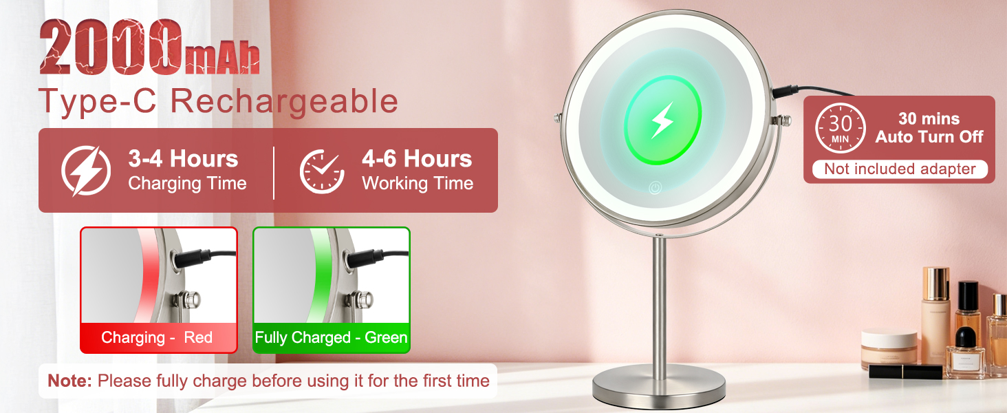 rechargeable makeup mirror with lights