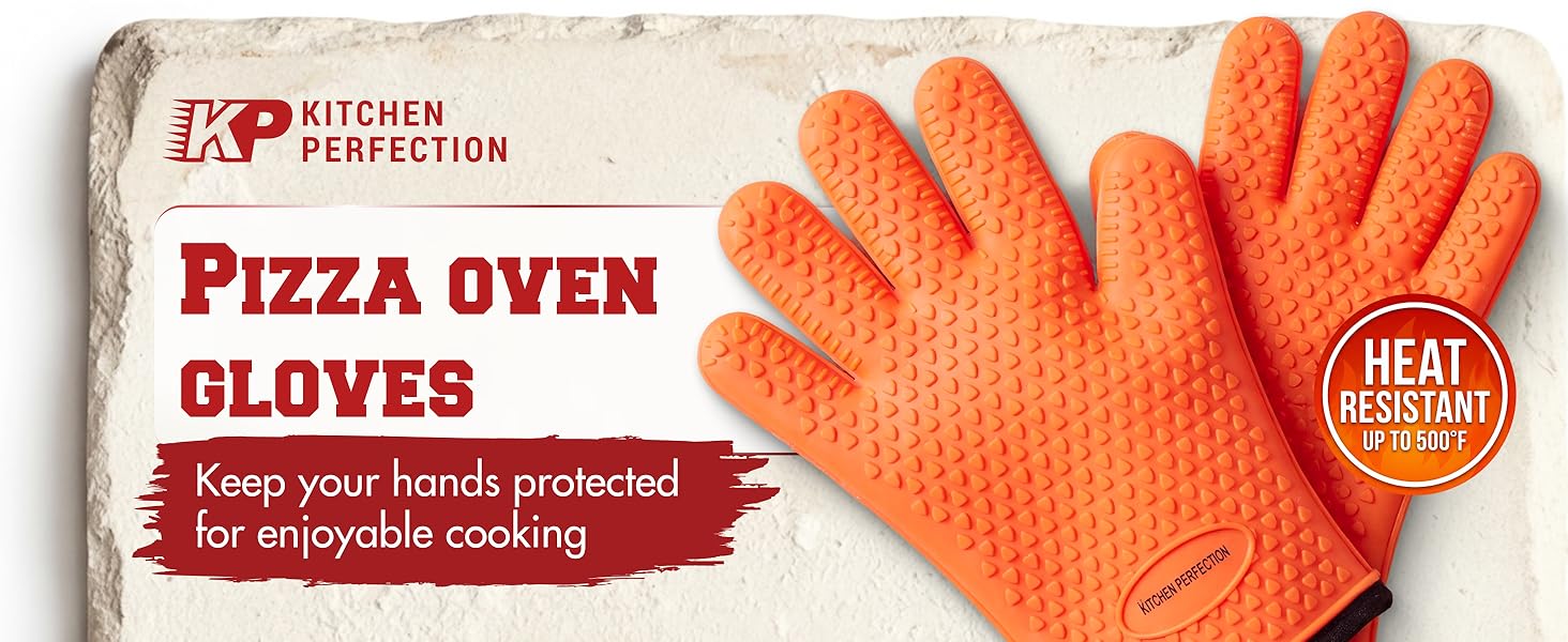 KITCHEN PERFECTION Silicone Pizza Oven Gloves -Extreme Heat Resistant Gloves