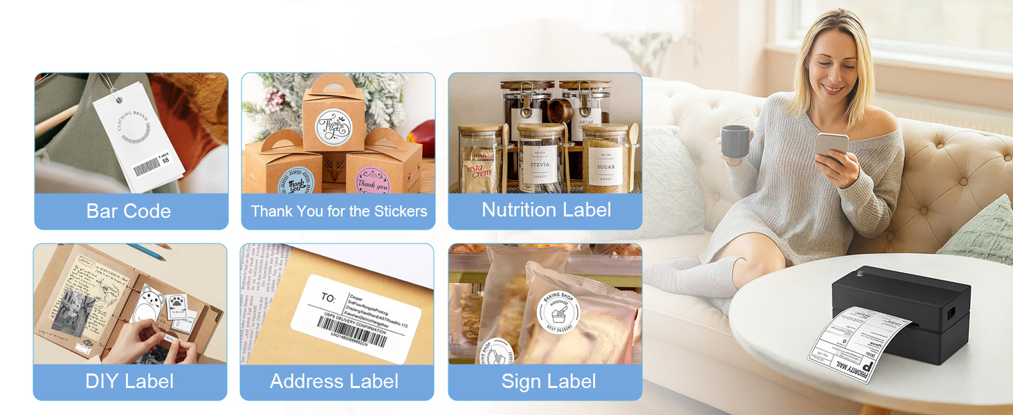 NULLTONEX Bluetooth Thermal Shipping Label Printer is suitable for various scenarios