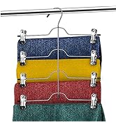 DEILSY 4-Tier Skirt Hanger 3PK Skirt Hangers with Clips Space-Saving Tiered Skirt Hangers with Ad...