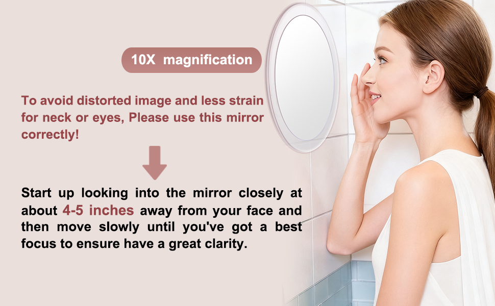 Suction cups mirror with 10X magnification