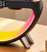Smart LED Table Lamp with Wireless Charger, RGB Night Light, Bluetooth Speaker, Sunrise Alarm Clo...