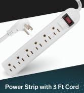 Power Strip with 3 Ft Cord, Flat Plug STEREN Surge Protector with 6 AC 90 Degree Spacious Outlets...