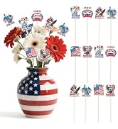 TICIAGA America 250th Anniversary Wooden Floral Picks - 12PCS 4th of July Independence Day Decora...