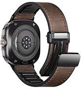 Charlam Magnetic Leather Bands Compatible with Samsung Galaxy Watch Ultra Bands 47mm(2025/2024), ...