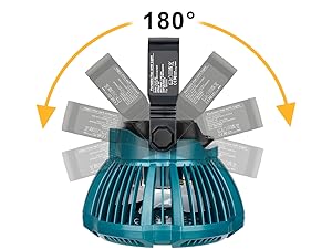Tent fan with 180 degree rotation