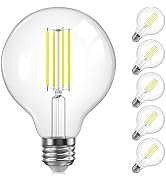 TJOY G25 Globe Light Bulbs, LED Edison Vanity Light Bulbs, Dimmable, 5000K Daylight White, 500 Lu...
