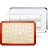 Bastwe Baking Sheet with Cooling Rack and Silicone Baking Mat, 20 Inch Stainless Steel Bakeware, ...