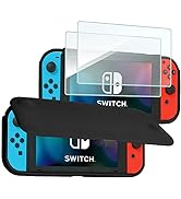 ProCase Flip Cover for Nintendo Switch Case with 2 Pack Tempered Glass Screen Protectors, Detacha...