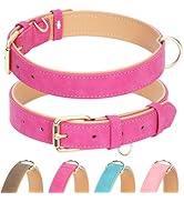 Jumpress Leather Dog Collar for Small Medium Large Dogs, Soft Padded Dog Leather Collar with Heav...