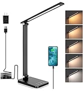LED Desk Lamp,Desk Lamp with USB Charging Port,Desk Lamps for Home Office,Stepless Dimming Desk L...