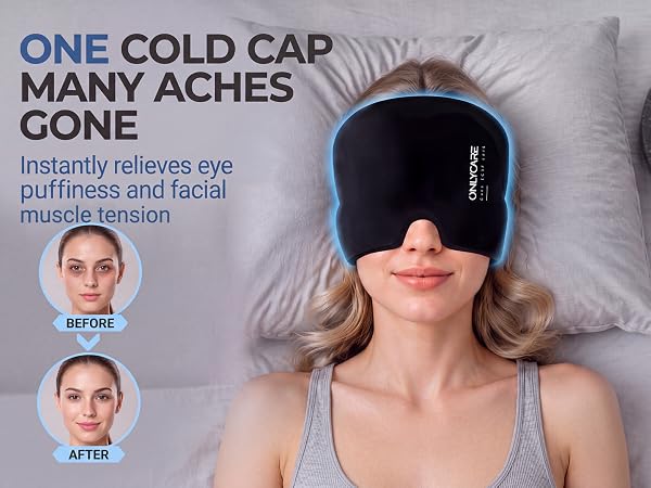 Migraine Relief Cap, Upgraded Headache Relief Cap with Odorless Reusable Gel