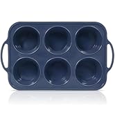 Vnray Jumbo Silicone Muffin Pan with Metal Frame, Non Stick Silicone Cupcake Pan with Handles 6 C...