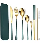 MURRI&MURRDI 8 Pieces Reusable Utensils Set with Case Portable Cutlery Set Stainless Steel Travel...