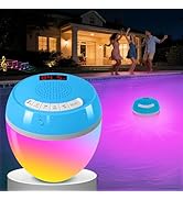 FluSing 3 in 1 Floating Pool Speaker with Digital Thermometer,Bluetooth Pool Speaker with Colorfu...