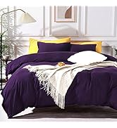 NEXHOME PRO Organic Jersey Knit Cotton Duvet Cover Set - Twin Dark Purple 2pcs Bedding Sets Soft ...