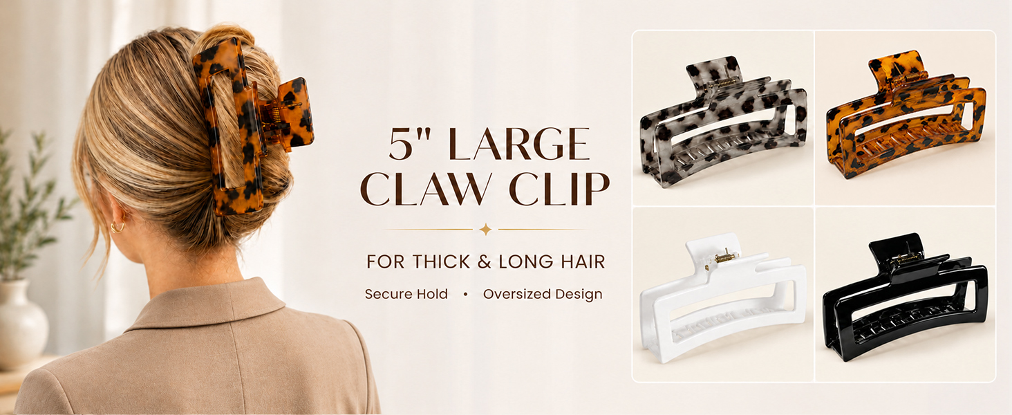 5" LARGE CLAW CLIP FOR THICK & LONG HAIR