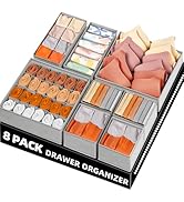 Criusia Drawer Organizer Clothes with Dividers, 8 Pack Dresser Organizer Bins for Nursery Bedroom...
