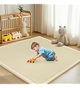 Baby Play Mat for Floor - 1.4" Thick Memory Foam Rug, 60"x60" Playpen Tummy Time Mat, Soft Velvet...