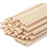 Wooden Dowel Rods Wood Dowels, 50PCS 1/4 x 12