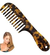 LAYONGMOLI Handmade Cellulose Acetate Wide Tooth Hair Combs, Comfortable to Hair and Scalp,Leopar...