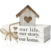 Smile Farmhouse Wooden Tabletop Decor Our Home Our Story Our Famliy Table Centerpiece, Block Sign...