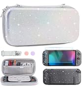 RHOTALL Silver Glitter Carrying Case for Nintendo Switch 2,Cute Slim Hard Protective Travel Carry...