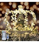 LAWOHO Christmas Tree Topper Star, Jeweled Crown with 60 Warm White LED USB Lighted Tree Topper, ...