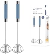 Avykalox 2 Pack Semi Automatic Whisk, Stainless Steel Mini Hand Push Whisks for Cooking, Easy to ...