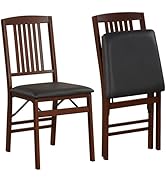 Giantex Folding Dining Chairs Set of 2, Solid Wood Frame, Foldable Wood Kitchen Chairs with Padde...