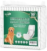 IMMCUTE Dog Diapers Male Large 50 Ct, Disposable Male Dog Wraps with Wetness Indicator, Super Abs...