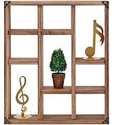 MITREL 17.7x15.7-Inch Shadow Box Shelf 9-Slot Rustic Wood Floating Shelves Larger Shelf Lightweig...