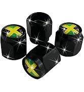 Jamaica Flag Jamaican Flag Tire Valve Stem Caps Cover, 4 Pcs Metal Black Air Valve Cap, Aluminum ...