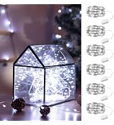 HXWEIYE 6 Pack White Fairy Lights Battery Operated, 7ft 20LED Mini Fairy String Lights Mason Jar ...