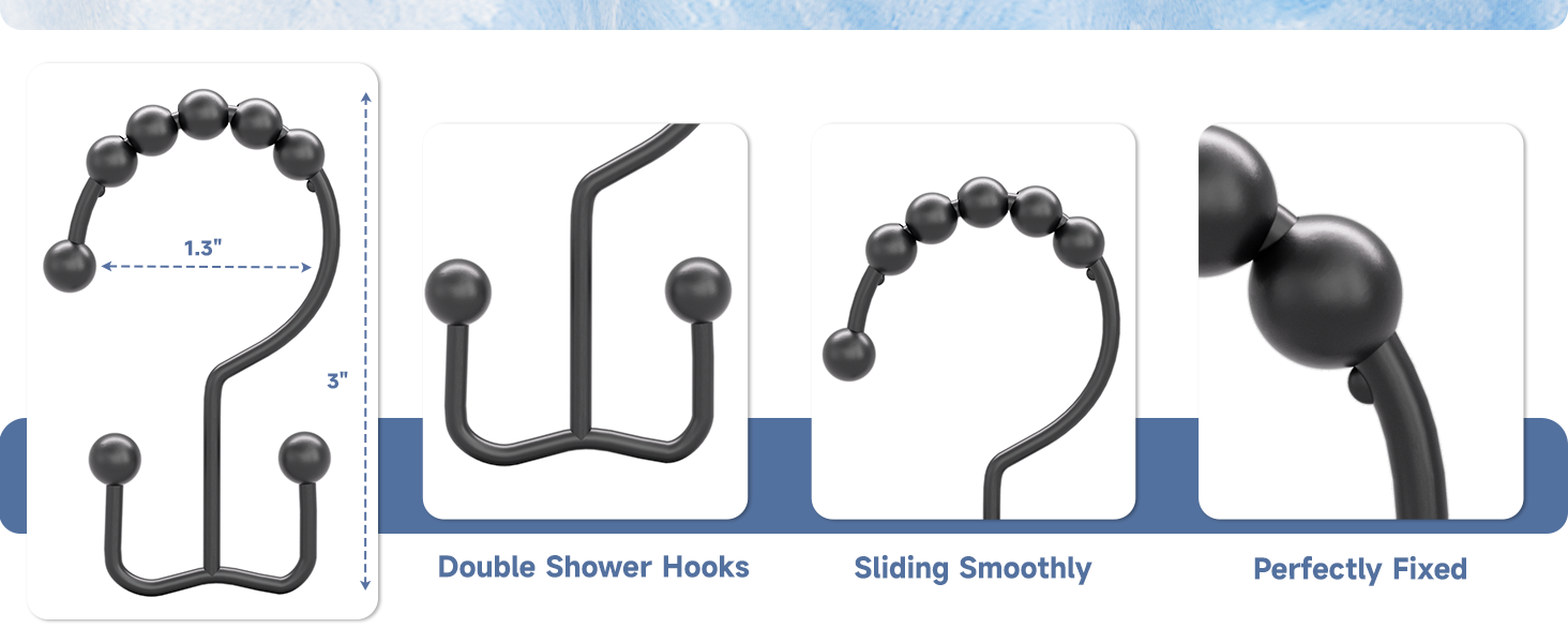 Matte Black Double Shower Hooks