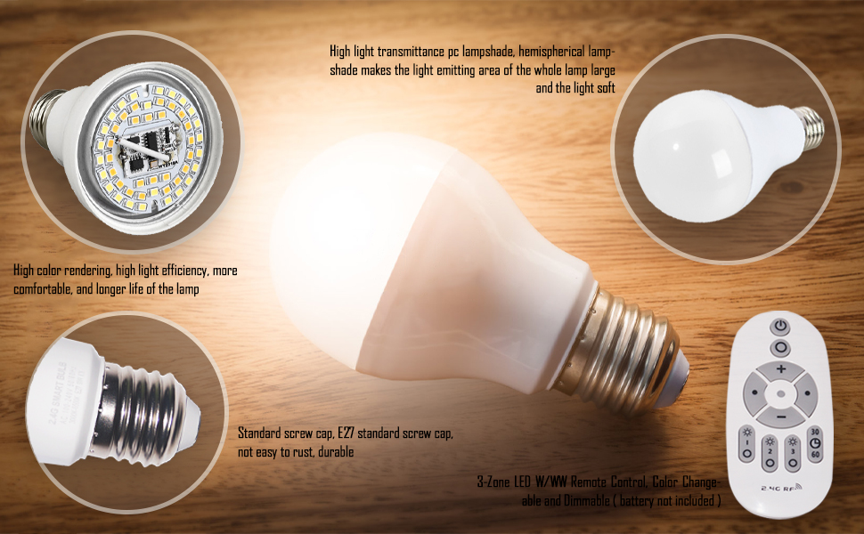 Smart Light Bulbs Home Lighting wireless remote control led bulb light bulb detail