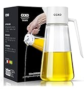 CCKO Olive Oil Dispenser Bottle 19oz Glass Oil Bottle for Kitchen Cooking,Auto Flip Drip Free Coo...