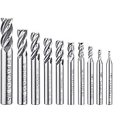 10 PCS 0.08" - 0.47" End Mills, AFUNTA 4-Flute HSS CNC Straight Shank Drill Bit Set Cutter Tool S...