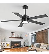 ZYD 52" Ceiling Fans with Lights and Remote, Modern Farmhouse Ceiling Fan with Light Quiet Revers...