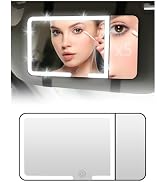 Car Vanity Mirror with Lights & Magnifying Glass,Touchable Vanity Car Mirror with Adjustable 3-co...