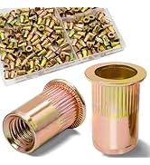 Vifmy 190Pcs M4 Rivet Nuts, Metric Zinc Plated Finish Carbon Steel Flat Head Threaded Insert Nuts...