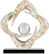 XYQXYQ Abstract Art Sculpture, Resin Gold Decorative Statue, Modern White Ornaments for Living Ro...