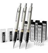 FourCandies Metal Mechanical Pencil Set - 3PCS 0.7mm Art Mechanical Pencils & 360PCS HB Lead Refi...